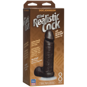 Pene Realista con Testículos – Ventosa Vac-U-Lock Desmontable – 8 / 20 cm – Chocolate