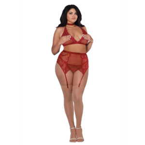 Fishnet and Lace 4 Piece Set – Plus Size