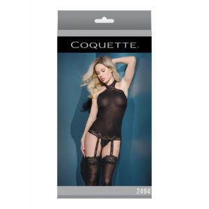 Sheer Halter Top with Attached Stockings – One Size