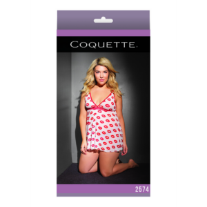 Lip Print Babydoll and Thong – Plus Size