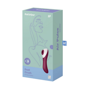 Dual Crush – Insertable Double Air Pulse Vibrator – Wine Red