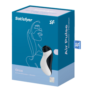 Orca – Estimulador de Pulso de Aire y Vibrador – Negro/Blanco