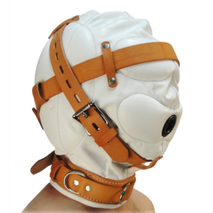 Total Sensory Deprivation Leather Hood – M/L – White