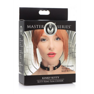 Kinky Kitty Ring Slim Choker – PU Leather – Black