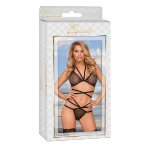 Strappy Bra  Thong Set – Black