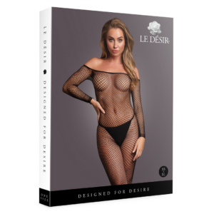 Bodystocking OffShoulder Neck – Fishnet / Open – OS – Black