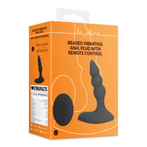 Beaded Vibrating Anal Plug with Remote Control – Licorice Black
