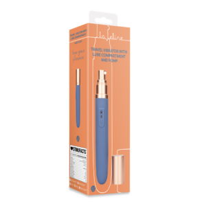 Travel Vibrator with Lube Compartment and Pump – Blue Horizon