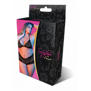 Conjunto de Sujetador Triangular y Braguitas Cheeky – 2X – Negro