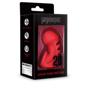 Modelo 28 – Jaula de Castidad de Silicona Ultra Suave – Roja