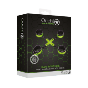 Hand and Ankle Cuffs with Hogtie – Glow in the Dark