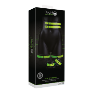 Thigh Cuffs with Belt and Handcuffs – Glow in the Dark – L/XL