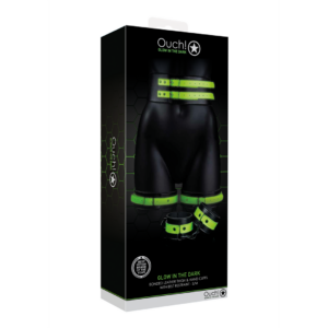 Thigh Cuffs with Belt and Handcuffs – Glow in the Dark – S/M