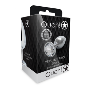 Plug anal de gema redonda – Pequeño – Plata/Diamante