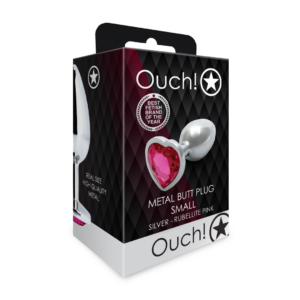 Plug Anal Corazón – Pequeño – Plata/Rubelita Rosa