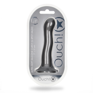 Dildo Curvo G-Spot de Silicona Ultra Suave – 7” / 17 cm – Gunmetal