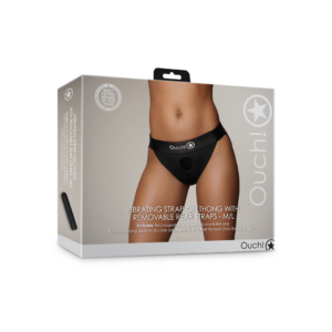 Tanga Vibrador con Correas para el Trasero Removibles – M/L – Negro
