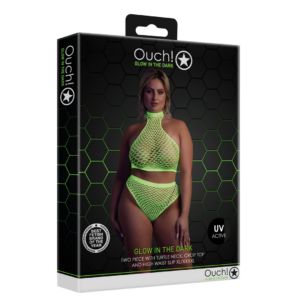 Turtleneck y Falda Alta – Talla Grande – Verde Neón