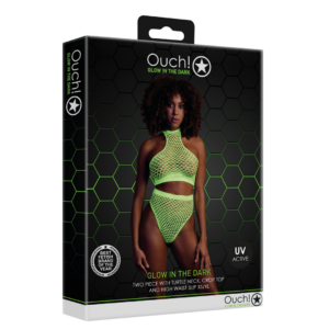Cuello de tortuga y falda alta – Talla única – Verde neón