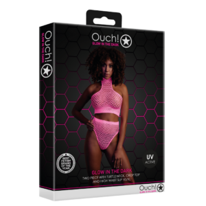Cuello de tortuga y vestido ajustado de cintura alta – Talla única – Rosa neón