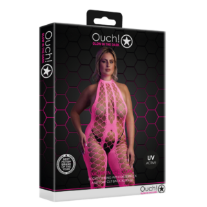 Bodystocking con Halterneck – Talla Grande – Rosa Neón