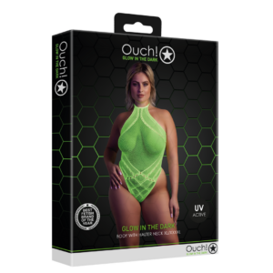 Body con cuello halter – Tallas grandes – Verde neón