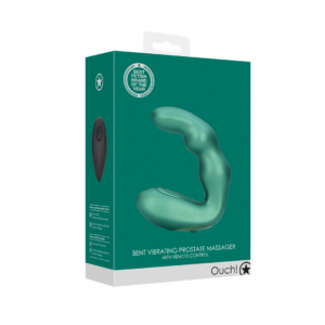 Masajeador prostático vibrante curvado con control remoto – Verde metálico