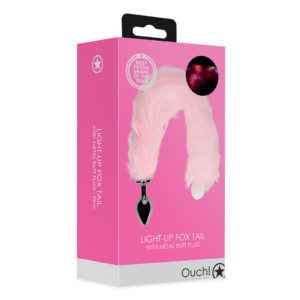 Light-up Fox Tail with Metal Butt Plug – Pink