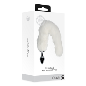 Fox Tail with Metal Butt Plug – White