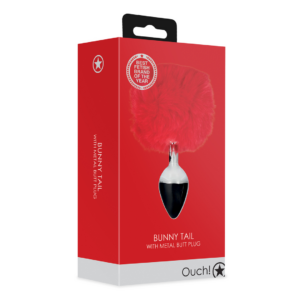 Bunny Tail with Metal Butt Plug – Red