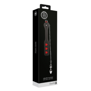 Hearts Paddle with Metal Anal Plug – Black