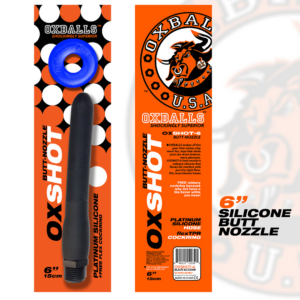 Oxshot – 6 Shower Hose Butt-Nozzle and Flex Cockring – Black / Blue