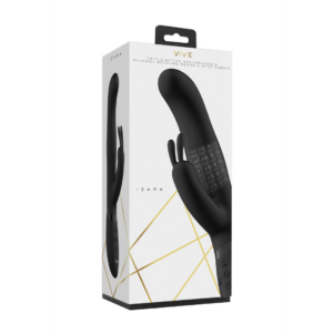Izara – Vibrador Conejito con Perlas Rotatorias – Negro