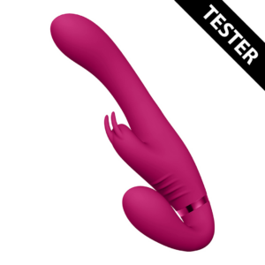 Suki – Vibrating Strapless Strap-on Rabbit – Pink – Tester