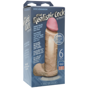 Pene Realista con Testículos – Ventosa Removible Vac-U-Lock – ULTRASKYN – 6 / 16 cm – Vainilla