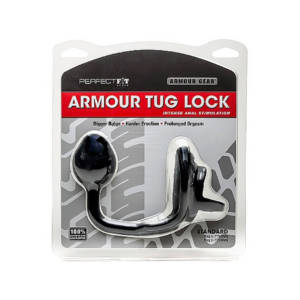Armor Tug Lock – Cockring con Correa para Testículos y Plug Anal – Mediano