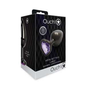 Heart Gem Butt Plug – Grande – Gunmetal/Púrpura Amatista