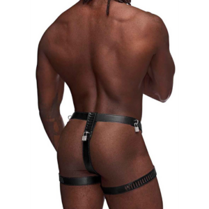 Scorpio – Tanga de Castidad de Imitación Cuero – Talla Única – Negro