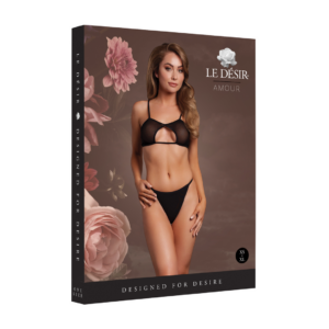Sujetador de malla con ojal y tirantes traseros dobles ajustables – Talla única – Negro