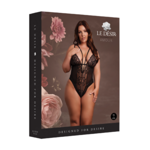Wireless Lace Bodysuit with Adjustable Sliders – Plus Size – Black