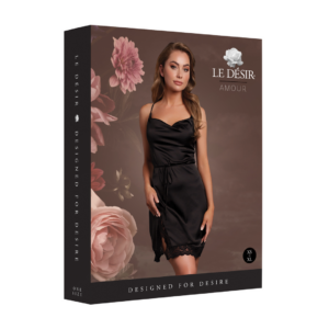 Open Back Silk Dress with Criss Cross Details and Slit – One Size – Black