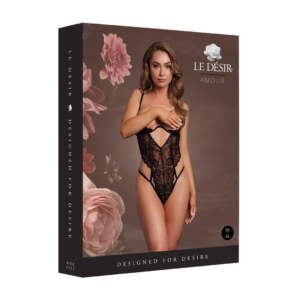 Lace Underwired Open Cup Bodysuit with Adjustable Sliders – One Size – Black