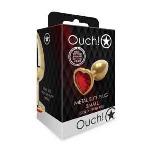 Plug Anal Corazón – Pequeño – Oro/Rojo Rubí
