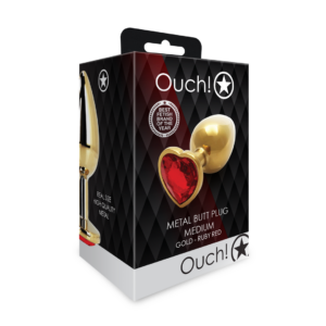 Plug Anal Corazón – Mediano – Oro/Rojo Rubí