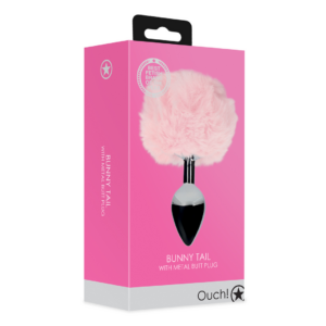 Bunny Tail with Metal Butt Plug – Pink