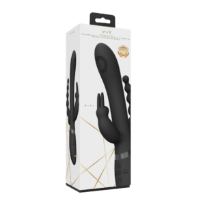 Rini – Onda Pulsante y Vibrante Conejito de Doble Penetración – Negro