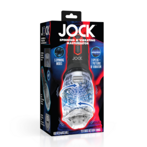 Spinning and Vibrating Masturbator – Transparent/Black