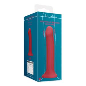 Non-Phallic Vibrating Dildo – Large – Raspberry Red