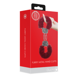 Furry Metal Hand Cuffs – Red