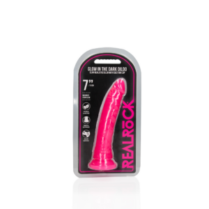 Dildo Slim Realista con Ventosa – Brilla en la Oscuridad – 7” / 18 cm